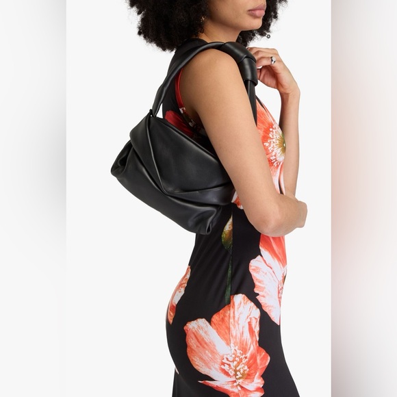 STAUD Kiss Gathered Leather Shoulder Bag Black Mini Bag NWT - Picture 6 of 11